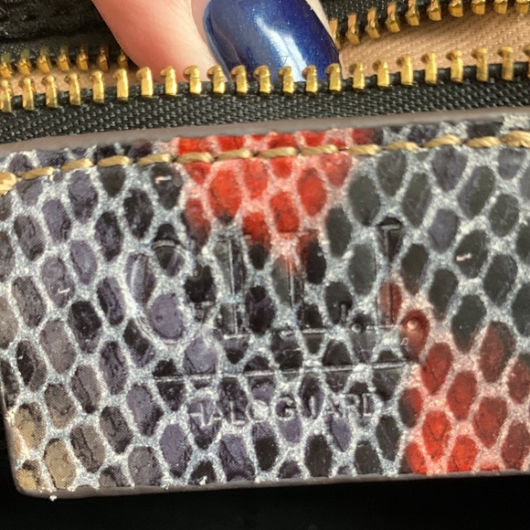 NWOT G.I.L.I. Multicolor Leather Clutch with Red and Tan Snakeskin. - Picture 5 of 8